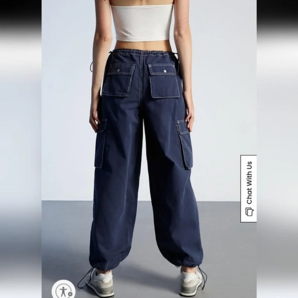 PacSun Blue Low Rise Cargo Parachute Pants - Picture 2 of 6